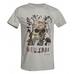 Defcon 5 Short Sleeve T-shirt Front Chest Skull with flowers-zinc