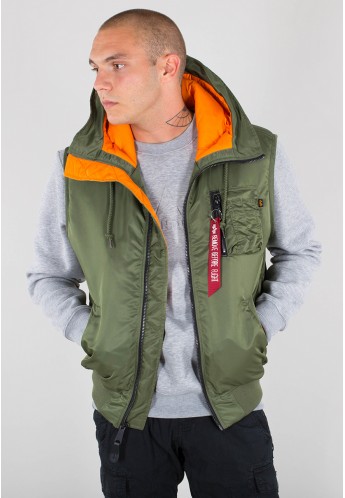 ALPHA INDUSTRIES MA-1 Hooded Vest-sage green soldiers 