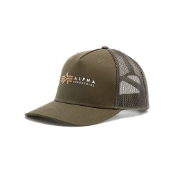 Alpha Industries Alpha Label Trucker Καπέλο Dark Olive