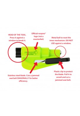 Resqme Neon Yellow Release and Rescue Keychain