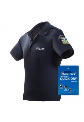 Polo Quick Dry T-shirt with Police embroidery Blue