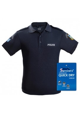 Polo Quick Dry T-shirt with Police embroidery Blue 3XL-4XL