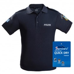 Polo 3XL-4XL Quick Dry T-shirt with Police embroidery Blue