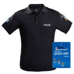 Μπλουζάκι 3XL-4XL Polo Quick Dry με Κέντημα Μονόχρωμο Αστυνομίας Μαύρο