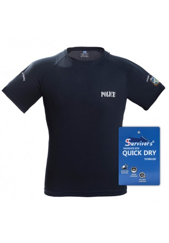 Μπλουζάκι Τ-Shirt Quick Dry Μονόχρωμο Αστυνομίας Μπλε