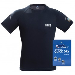 Quick Dry T-shirt with Police embroidery Blue