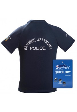 Quick Dry T-shirt with Police embroidery Blue