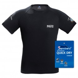Quick Dry T-shirt with Police embroidery Black